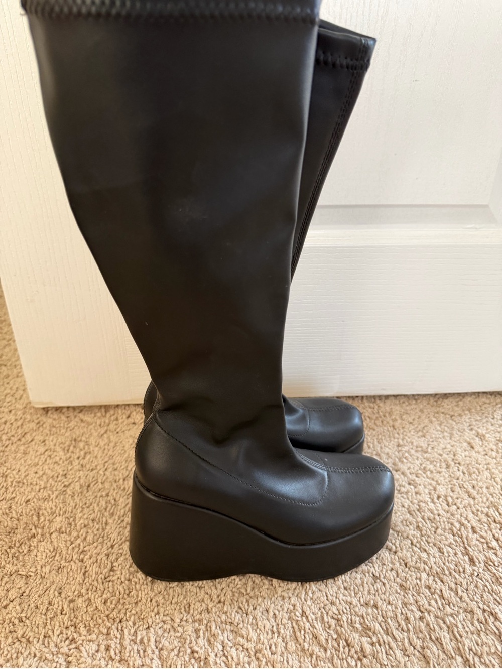 Platform Chunky High Heeled Boots size 6